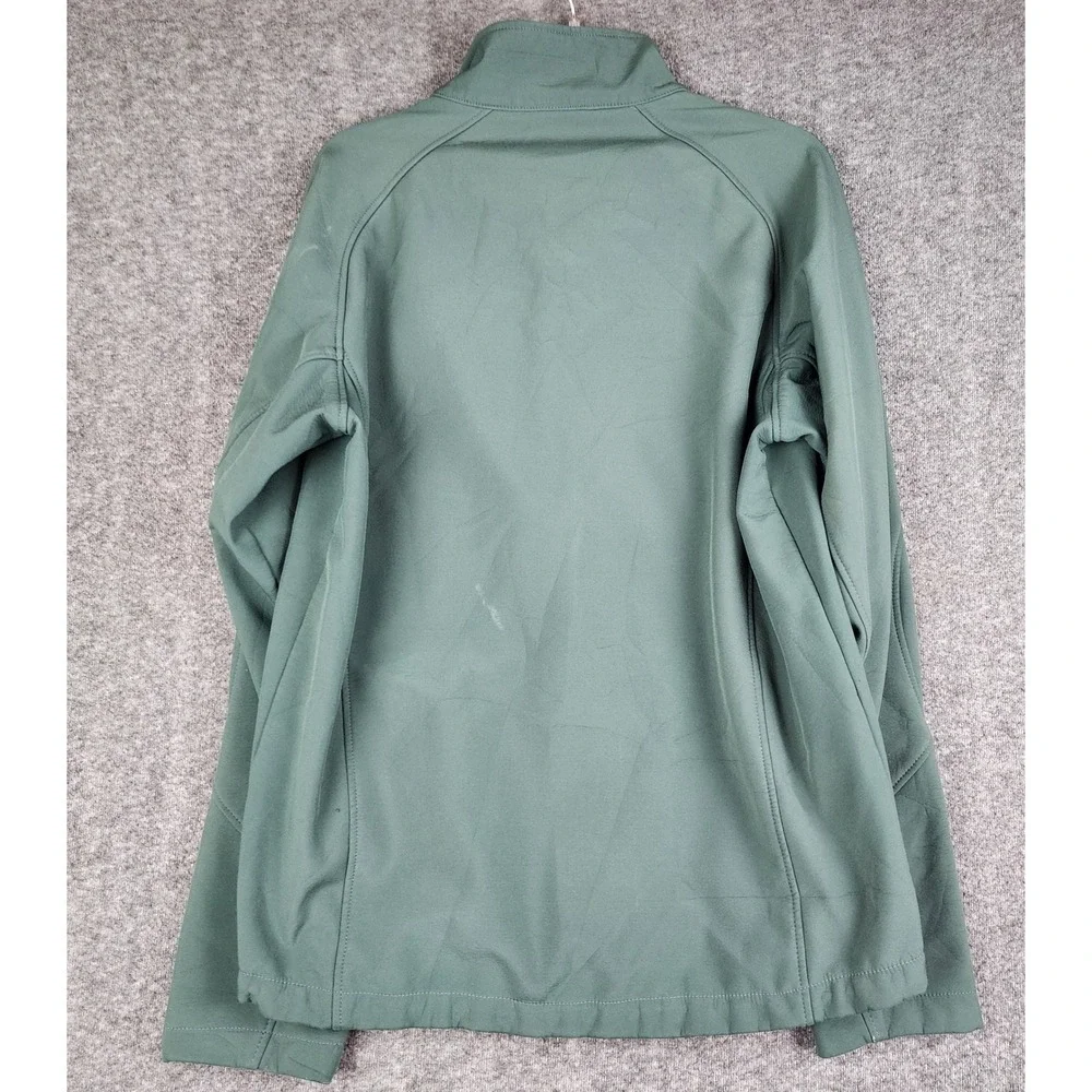 Kirkland Softshell Jacket Mens Medium Green Fleece Lined Water Resistant Outdoor